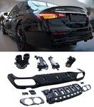 DIFFUSEUR ARRIERE MERCEDES CLASSE E W213 BERLINE AMG PHASE 2 LOOK E53 AMG +EMBOUTS (07-2020/2023)