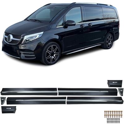 JEU DE BAS DE CAISSE MERCEDES CLASSE V W447 STANDARD OU MERCEDES VITO W447 STANDARD EN ABS BLACK/CHROME (2014/2023)