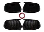 JEU DE COQUES DE RETROS "HORN SHAPE" PIANO BLACK OU CARBONE LOOK FORD FOCUS II (2004/01-2008)