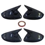 JEU DE COQUES DE RETROS "HORN SHAPE" PIANO BLACK OU CARBONE LOOK PEUGEOT 208 II OU E-208 II (2019+) PEUGEOT 2008 II OU E-2008 II (2020+) PEUGEOT 308 II (2013/2021) PEUGEOT 508 II (2019+)