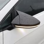 COQUES DE RETROS "HORN DESIGN" GLOSS BLACK OU CARBONE LOOK VW JETTA VII (2019+)