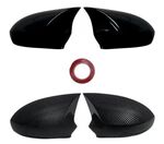 COQUES DE RETROS GLOSS BLACK FIAT 500,GRANDE PUNTO ET PUNTO EVO "HORN SHAPE" V2 (2006/2019)