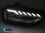 PHARES A LEDS TUBE LIGHT FULL LEDS  "REAL DRL" AUDI A4 B8/8K PHASE 2 avec feux de jour et clignotants DTS -DYNAMIC TURN SIGNAL - (11-2011/2015)
