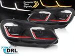 PHARES A LEDS TUBE LIGHT "REAL DRL U LEDS" VW GOLF VI (avec vrais feux de jour et clignotants Dynamic turn signal) (2008/2012)