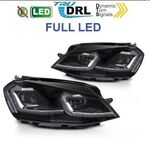 PHARES A LEDS TUBE LIGHT LEDS OU FULL LEDS  "REAL DRL" VW GOLF VII PHASE 1  (avec vrais feux de jour et clignotants DTS -Dynamic turn system-) REDLINE OU SILVER LINE V2 (2012/02-2017)