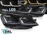 PHARES A LEDS TUBE LIGHT LEDS OU FULL LEDS  "REAL DRL" VW GOLF VII PHASE 1  (avec vrais feux de jour et clignotants DTS -Dynamic turn system-) REDLINE OU SILVER LINE V2 (2012/02-2017)