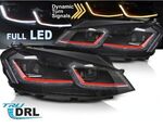 PHARES A LEDS TUBE LIGHT LEDS OU FULL LEDS  "REAL DRL" VW GOLF VII PHASE 1  (avec vrais feux de jour et clignotants DTS -Dynamic turn system-) REDLINE OU SILVER LINE V2 (2012/02-2017)
