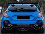 DIFFUSEUR DE PARE CHOC ARRIERE ET SPLITTERS LATERAUX EN CARBONE HONDA CIVIC X TYPE R PHASE 1 HATCHBACK LOOK MG STYLE (2017/2019)