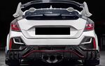 DIFFUSEUR DE PARE CHOC ARRIERE ET SPLITTERS LATERAUX EN CARBONE HONDA CIVIC X TYPE R PHASE 1 HATCHBACK LOOK MG STYLE (2017/2019)