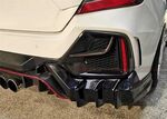 DIFFUSEUR DE PARE CHOC ARRIERE ET SPLITTERS LATERAUX EN CARBONE HONDA CIVIC X TYPE R PHASE 1 HATCHBACK LOOK MG STYLE (2017/2019)