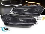 PHARES A LEDS TUBE LIGHT FULL LEDS BLACK EDITION "REAL DRL" VW POLO 2G PHASE 1 STANDARD (avec vrais feux de jour et clignotants DTS -Dynamic Turn Signal -) (10-2017/2020)