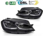 PHARES A LEDS  "REAL DRL" VW GOLF VII PHASE 2 (avec vrais feux de jour et clignotants DTS -Dynamic turn system-) REDLINE OU SILVER LINE (03-2017/2019)