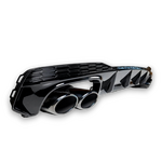 DIFFUSEUR DE PARE CHOC ARRIÈRE AVEC EMBOUTS D’ÉCHAPPEMENT DUPLEX NOIRS BRILLANT POUR  AUDI A7 II S LINE (2019/2024)