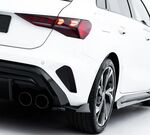 DIFFUSEUR DE PARE CHOC ARRIERE AUDI A3 8Y SLINE SPORTBACK PHASE 2 + EMBOUTS D'ECHAPPEMENT FACTICES LOOK S3 (2024+)