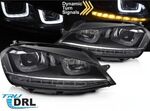 PHARES A LEDS  "REAL DRL" VW GOLF VII PHASE 1  (avec vrais feux de jour et clignotants DTS -Dynamic turn system-) REDLINE OU SILVER LINE (2012/02-2017)