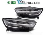 PHARES A LEDS TUBE LIGHT FULL LEDS  "REAL DRL" AUDI A6 4G PHASE 2 avec feux de jour et clignotants DTS -DYNAMIC TURN SIGNAL - V2 (10-2014/2018)