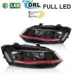 PHARES A LEDS FULL LEDS "REAL DRL" REDLINE VW POLO 6R/6C  (avec vrais feux de jour et clignotants à leds) AVEC FONCTION DTS -DYNAMIC TURN SYSTEM-(2009/03-2017)