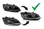 PHARES A LEDS FULL LEDS "REAL DRL" REDLINE VW POLO 6R/6C  (avec vrais feux de jour et clignotants à leds) AVEC FONCTION DTS -DYNAMIC TURN SYSTEM-(2009/03-2017)