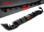 DIFFUSEUR DE PARE CHOC ARRIERE VW GOLF VIII STANDARD PHASE 1 "DTM GTI LOOK" AVEC EMBOUTS FICTIFS PIANO BLACK AVEC FEU STOP LEDS(2020/2024)