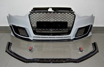 PARE CHOC AVANT + LAME SPOILER INFERIEURE AUDI A3 8V SPORTBACK / CABRIOLET PHASE 1 LOOK RS3 EURO V2 (2012/04-2016)