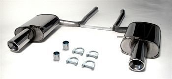 LIGNE COMPLETE D ECHAPPEMENT EN INOX AUDI A4 B7 8E 1.8L TFSI QUATTRO OU 2.0L TFSI QUATTRO (DIAMETRE 63,5mm HOMOLOGUEE TUV ET SORTIE RONDE DROITE/GAUCHE de 100mm) (2005/2008))