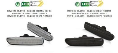 JEU DE 2 REPETITEURS A LEDS BMW E46 AVEC FONCTION DTS - CLIGNOTANTS DEFILANTS - (1998/2003)