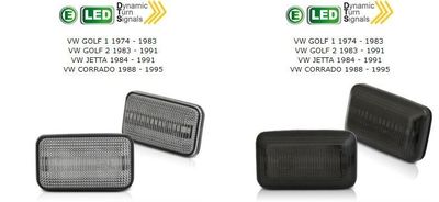 JEU DE 2 REPETITEURS A LEDS VW GOLF 1 OU 2 , JETTA 84/91 CORRADO 88/95 AVEC FONCTION DTS - CLIGNOTANTS DEFILANTS - (1974/1995)