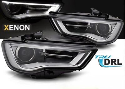 PHARES A LEDS TUBE LIGHT "REAL DRL" BLACKLINE AUDI A3 8V PHASE 1 -avec vrais feux de jour- POUR CONVERSION DES PHARES HALOGENES D'ORIGINE AU XENON (2012/04-2016)