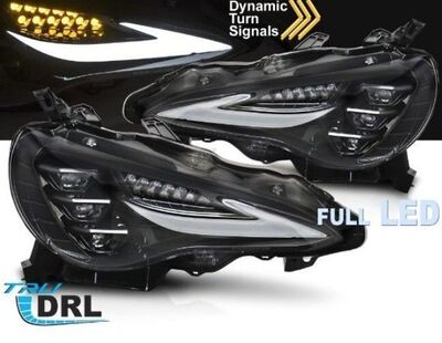 PHARES A LEDS FULL LEDS REAL DRL "TUBE LIGHT" AVEC FONCTION DTS -DYNAMIC TURN SIGNAL - ECLAIRAGE D'ACCUEIL- TOYOTA GT86-VERSION 3- (2012/2021) SUBARU BRZ (2012/2021)