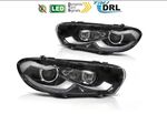 PHARES A LEDS "REAL DRL" VW SCIROCCO PHASE 1 AVEC FONCTIONS WELCOME LIGHT ET DTS -CLIGNOTANTS DEFILANTS- BLACK EDITION (avec vrais feux de jour et clignotants standard) (2008/04-2014)