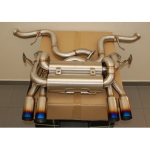 LIGNE CENTRALE AVEC SILENCIEUX DUPLEX INOX POUR BMW M3 E92 AVEC SORTIES TITANE BLEUIES (2007/2014)