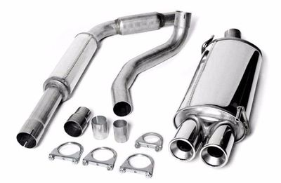 LIGNE COMPLÈTE D’ÉCHAPPEMENT EN INOX TYPE GROUPE A VW POLO 6N/6N2  (DIAMÈTRE 63,5mm HOMOLOGUEE ABE ET SORTIE de 2X76mm)