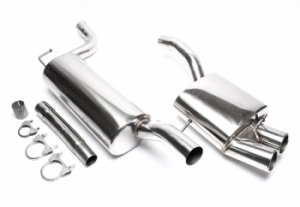 LIGNE COMPLÈTE D ÉCHAPPEMENT EN INOX TYPE GROUPE A Ford Focus I TYPE DAW ou DBW / 1.4i -16V + 1.6i -16V DIAMETRE 63,5mm HOMOLOGUEE ABE ALLEMAGNE (1998/2004)