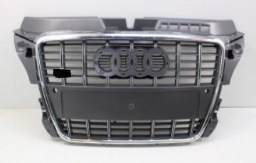 CALANDRE TYPE S3 "GREY TITANIUM" AVEC CONTOUR CHROME POUR AUDI A3 TYPE 8P PHASE 2 FACELIFT AVEC PDC (06-2008/2012)