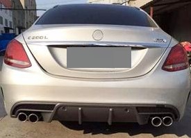 DIFFUSEUR ARRIERE COMPLET "BIG FINS" + EMBOUTS MERCEDES CLASSE C W205/S205 BERLINE SPORTLOOK C63 AMG (2014/02-2018)