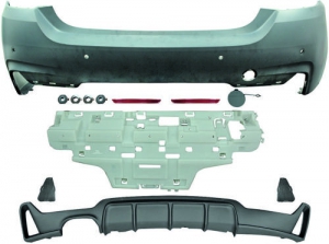 PARE CHOC ARRIERE COMPLET BMW SERIE 4 F32/F33/F36 LOOK "M PERFORMANCE SINGLE" -DOUBLE SORTIE RONDE A GAUCHE- (2013/2019)