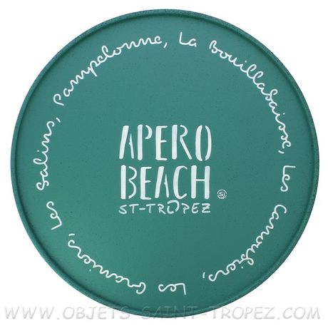 PLATEAU ROND EN LIEGE 42 CM "Apéro Beach"