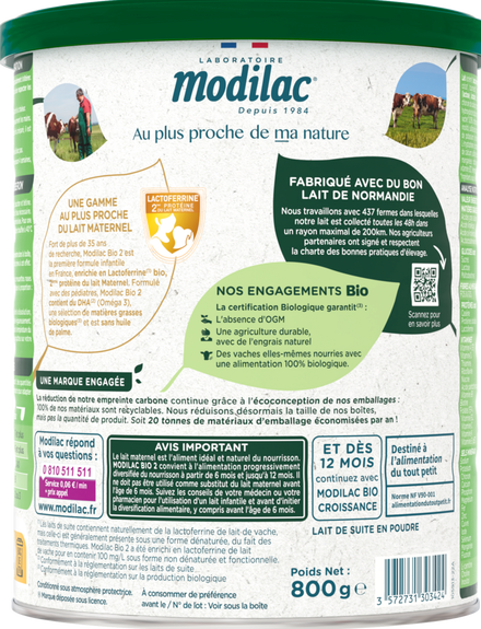 Modilac Mon Petit Bio LF+ 1er Âge 0-6 Mois 800 g