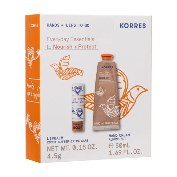 Korres coffret mains Almond nut 50ml & stick lèvres beurre de cacao 4.5g