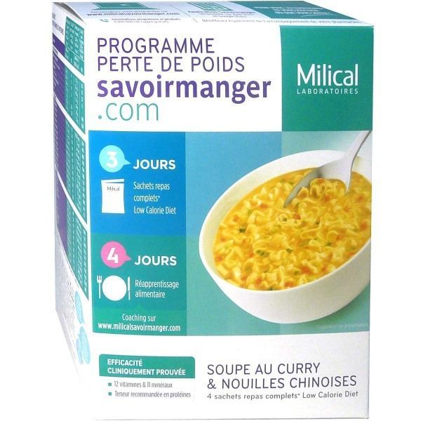 Milical Perte De Poids Soupe Curry Nouilles Chinoises 4 Sachets
