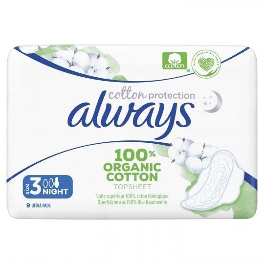 Always Serviettes Cotton Protection Night 9 unités