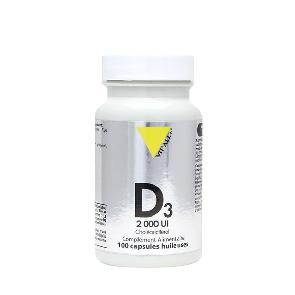 Vitall+ Vitamine D3 2000UI Cholécalciférol 50mcg 100 capsules