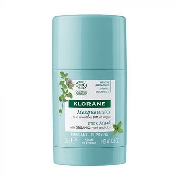 Klorane Masque en stick  A la menthe Bio et argile  Purifiant 25g