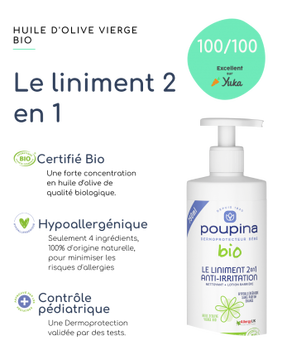 Poupina Le liniment 2en1 Anti-Irritation bio 750ml