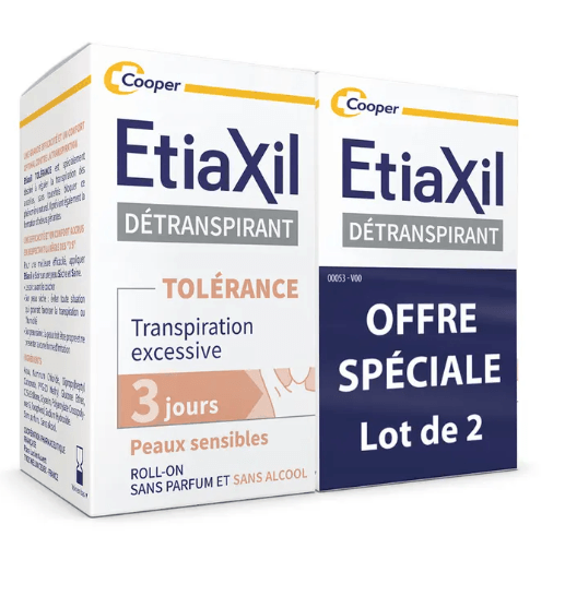 Etiaxil Détranspirant Transpiration Excessive Peaux Sensibles Roll-On Lot de 2x15 ml