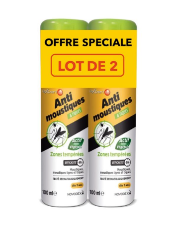 Novodex 123 spray repulsif moustique et tiques zones temperees 2x100ml