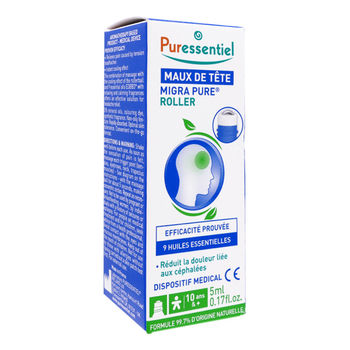 Puressentiel Maux de Tête Roller Migra Pure aux 9 Huiles Essentielles 5 ml