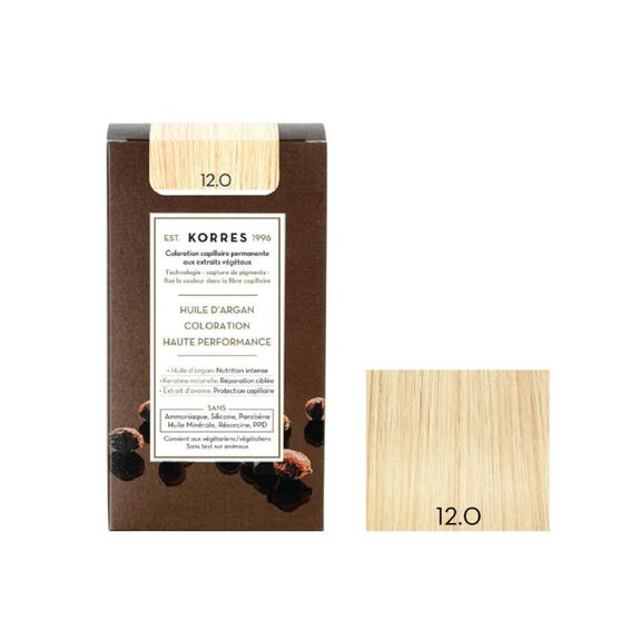 Korres Coloration Permanente Huile d'Argan - Coloration : 12.0 Spécial Blond