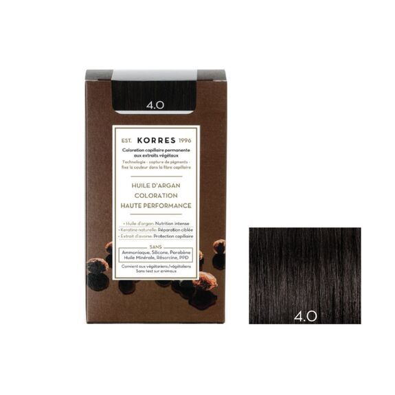 Korres Coloration Permanente Huile d'Argan - Coloration : 4.0 Châtain