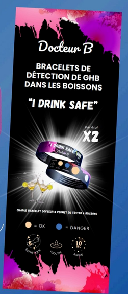 Docteur Bracelet détection GHB dans les boissons “I DRINK SAFE”